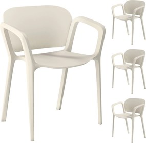 Outsunny Conjunto de 4 Cadeiras de Jardim resistentes às intempéries em plástico, empilháveis, com apoio de braços e encosto, até 120 kg | Aosom Portugal