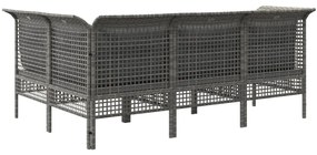 4 pcs conjunto lounge de jardim c/ almofadões vime PE cinzento