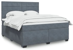 vidaXL Cama com molas/colchão 180x200 cm veludo cinzento-escuro