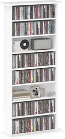 Organizador para CDs e DVDs com 8 compartimentos e 6 prateleiras ajustáveis 58 x 24 x 126,3 cm, capacidade máxima de 360 CDs/185 DVDs e Blu-rays, bran