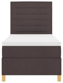 Cama Box Spring com Colchão Castanho Escuro 100x200 cm Tecido