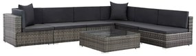 vidaXL 7 pcs conjunto lounge de jardim c/ almofadões vime PE cinzento
