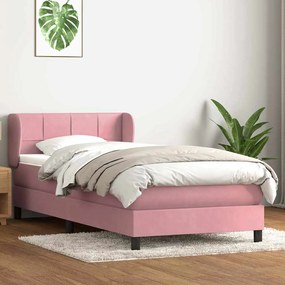 Cama com molas/colchão 80x220 cm veludo rosa
