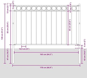 Cerca de Jardim Cinza 1,7x0,8m em Aço