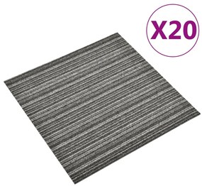 147308 vidaXL Ladrilhos carpete p/ pisos 20 pcs 5 m² 50x50cm riscas antracite