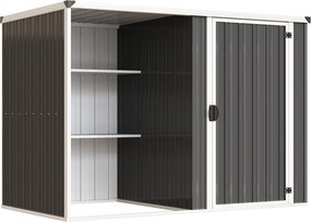 Outsunny Abrigo de Jardim em Aço Galvanizado, Porta Trancável, 231 x 125 x 162 cm, Cinza | Aosom Portugal