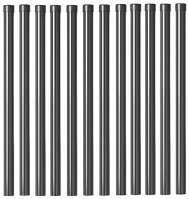 Postes de Cerca 12 pcs Cinzeto 90 cm Aço com Revestimento em Pó
