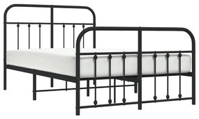 Estrutura de cama com cabeceira e pés 120x200 cm metal preto