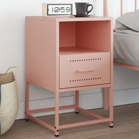vidaXL Mesa de cabeceira 36x39x60,5 cm aço rosa