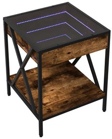 Mesa de cabeceira c/ LED Infinity 40x40x49 cm carvalho fumado