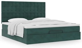 Estrutura de cama otomana com colchão verde escuro veludo