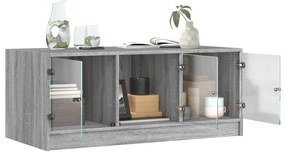 Mesa de centro c/ portas de vidro 102x50x42 cm cinza sonoma