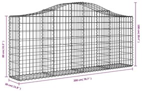 Cestos gabião arqueados 12pcs 200x30x80/100cm ferro galvanizado