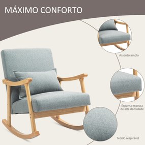 Poltrona Baloiço Moderna Poltrona de Amamentação com Almofada Lombar e Base de Madeira 65x87x84 cm Cinza Claro