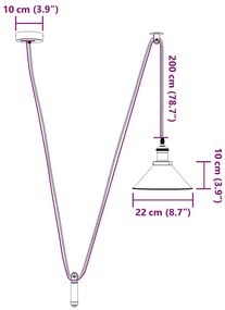 Candeeiro suspenso regulável altura E27 vermelho vivo Ø22cm