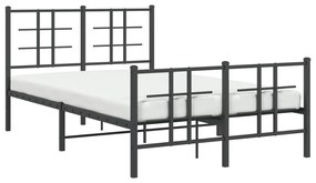 Estrutura de cama com cabeceira e pés 120x190 cm metal preto