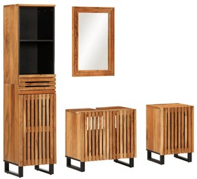 vidaXL 4 pcs conjunto de móveis p/ casa de banho acácia maciça