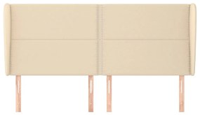 Cabeceira de cama c/ abas tecido 183x23x118/128 cm creme