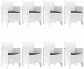 Conjunto de Jantar de Jardim 9 pcs Branco Vime