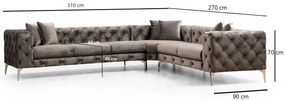 Sofá de Canto Como – Antracite – 310 cm x 70 cm x 270 cm