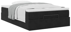 Estrutura de cama otomana com colchão 120x200 cm veludo preto