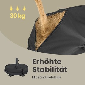 Suporte base para guarda-sol, pode ser enchido com areia 55,1 x 55,1 x 40,1 cm preto