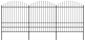 Cerca de jardim com topo em lanças (1,75-2)x5,1 m aço preto