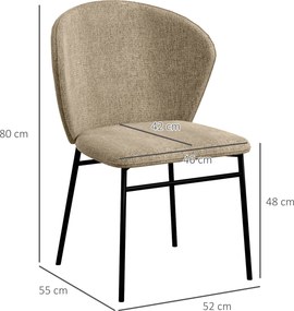 Conjunto de 2 cadeiras de sala de jantar (MESA NÃO INCLUIDA) com assento estofado em tecido com efeito de linho, pés de aço estáveis, design moderno,