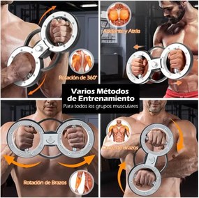 Exercitador de antebraços giratório Equipamento de treino de braços de 5,35 kg com resistência ajustável