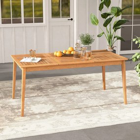 Mesa de jantar jardim para 6 pessoas 170 x 90 x 75,5 cm Madeira de acácia com orifício para guarda-sol de 5 cm Natural