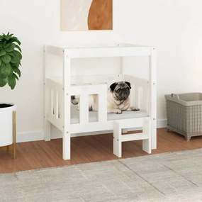 vidaXL Cama para cães 65,5x43x70 cm madeira de pinho maciça branco