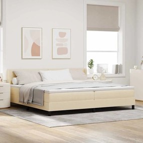 vidaXL Cama Box com colchão com cabeceira Creme 200 x 200 cm Poliéster