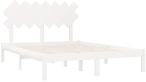 Estrutura de cama 140x190 cm madeira maciça branco