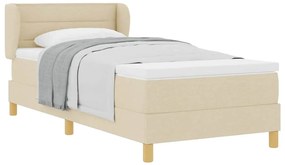 Cama Box Spring com Colchão Creme 100x200 cm em Tecido