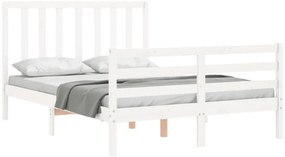 Cama sem colchão 140x200 cm madeira de pinho maciça branco