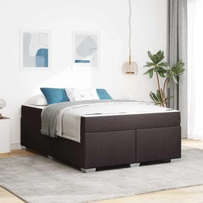 vidaXL Estrutura da Cama com colchão Marrom Escuro 160 x 200 cm tecido
