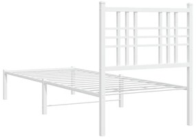 Estrutura de cama com cabeceira 75x190 cm metal branco