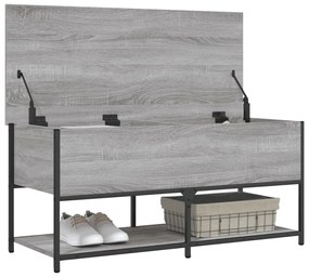 Banco arrumação 100x42,5x47cm derivados madeira cinzento sonoma