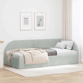 vidaXL Estrutura de Cama de Canto Cinzento-claro 90 cm x 190 cm Veludo