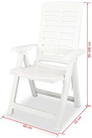 Cadeiras de jardim reclináveis 2 pcs plástico branco
