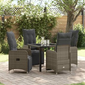 vidaXL Conjunto de Jantar de Jardim de 5 Peças com Almofadas Bege Vime PE