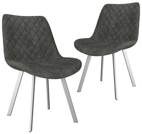 vidaXL Cadeiras de jantar 2 pcs camurça artificial cinzento