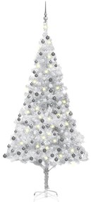 vidaXL Árvore Natal artificial pré-iluminada c/bola 240cm PET prateado
