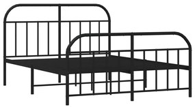 Estrutura de cama com cabeceira e pés 140x200 cm metal preto