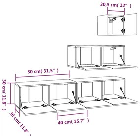 Conjunto móveis de TV 4 pcs madeira processada sonoma cinza