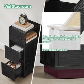 Mesa de cabeceira estreita com 2 gavetas 30,1 x 25,1 x 65,1 cm preta