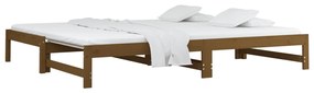 Estrutura sofá-cama de puxar 2x(90x200) cm pinho castanho-mel