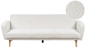 Sofá-cama 3 lugares em tecido bouclé branco FLORLI Beliani