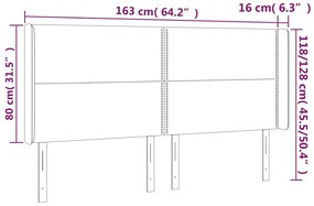 Cabeceira cama c/ abas tecido 163x16x118/128 cm castanho-escuro