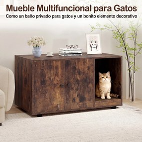 Móvel para Gatos com Compartimento para Caixa de Areia, 90 x 50 x 50 cm (CAIXA AREIA PLASTICA NÃO INCLUIDA), Arranhador Integrado, Castanho